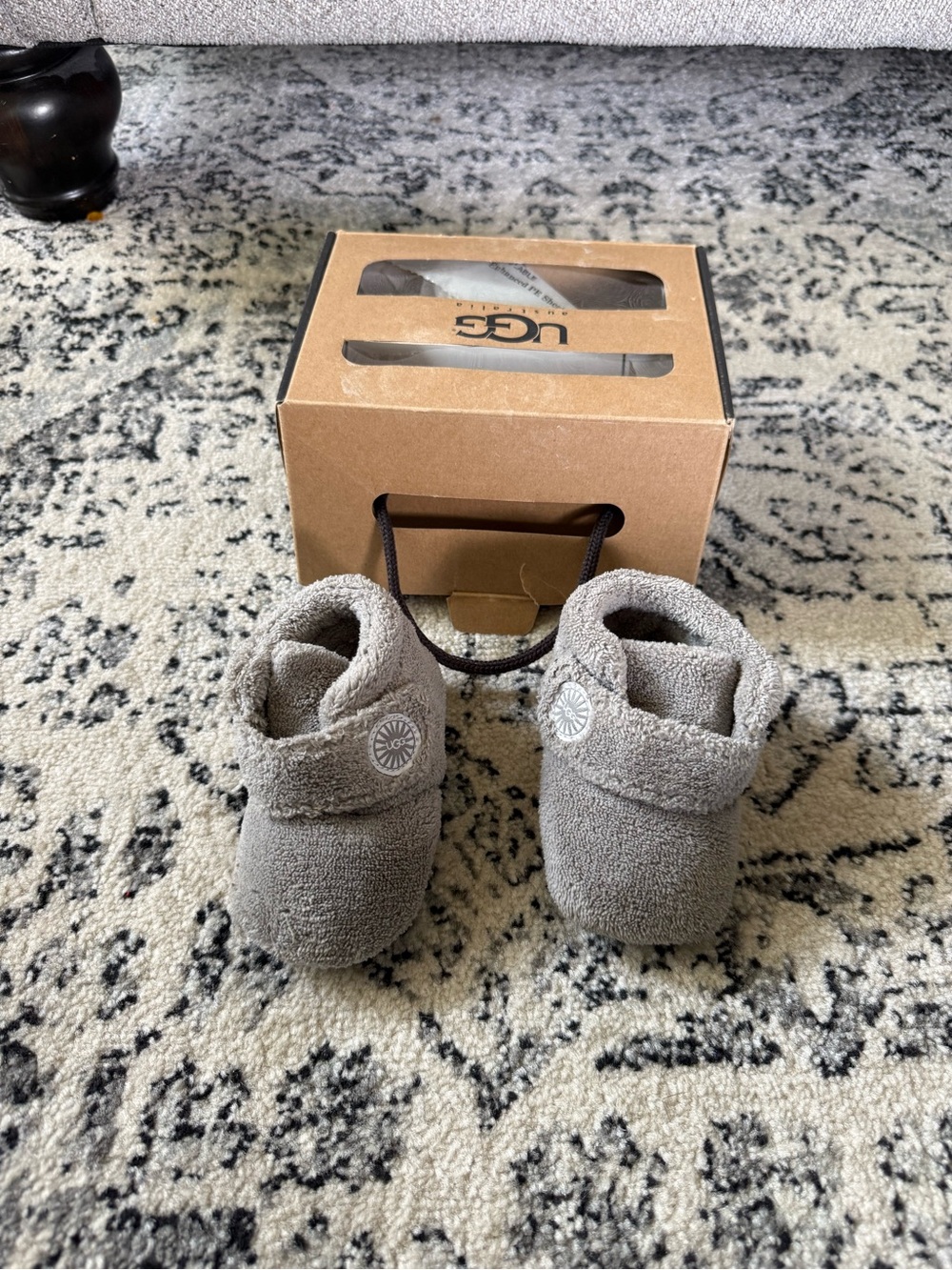 UGG Gray Terry Baby Booties with Soft Fold-Over Cuff
